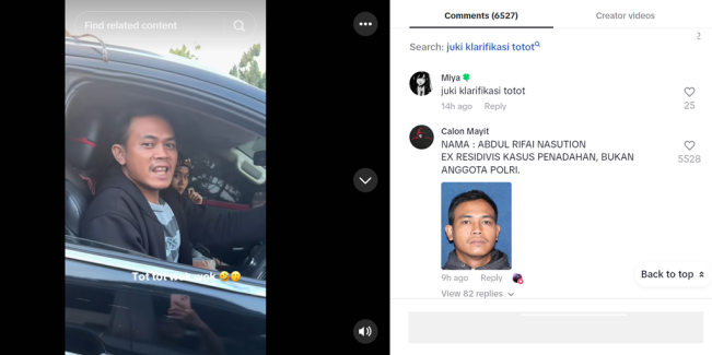 Diduga identitas pengemudi Pajero.
